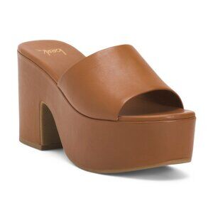 Beek Leather Ibis Platform Heels in Tan